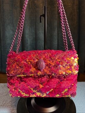 Kurt Geiger Pink Sequin Chain Crossbody Bag